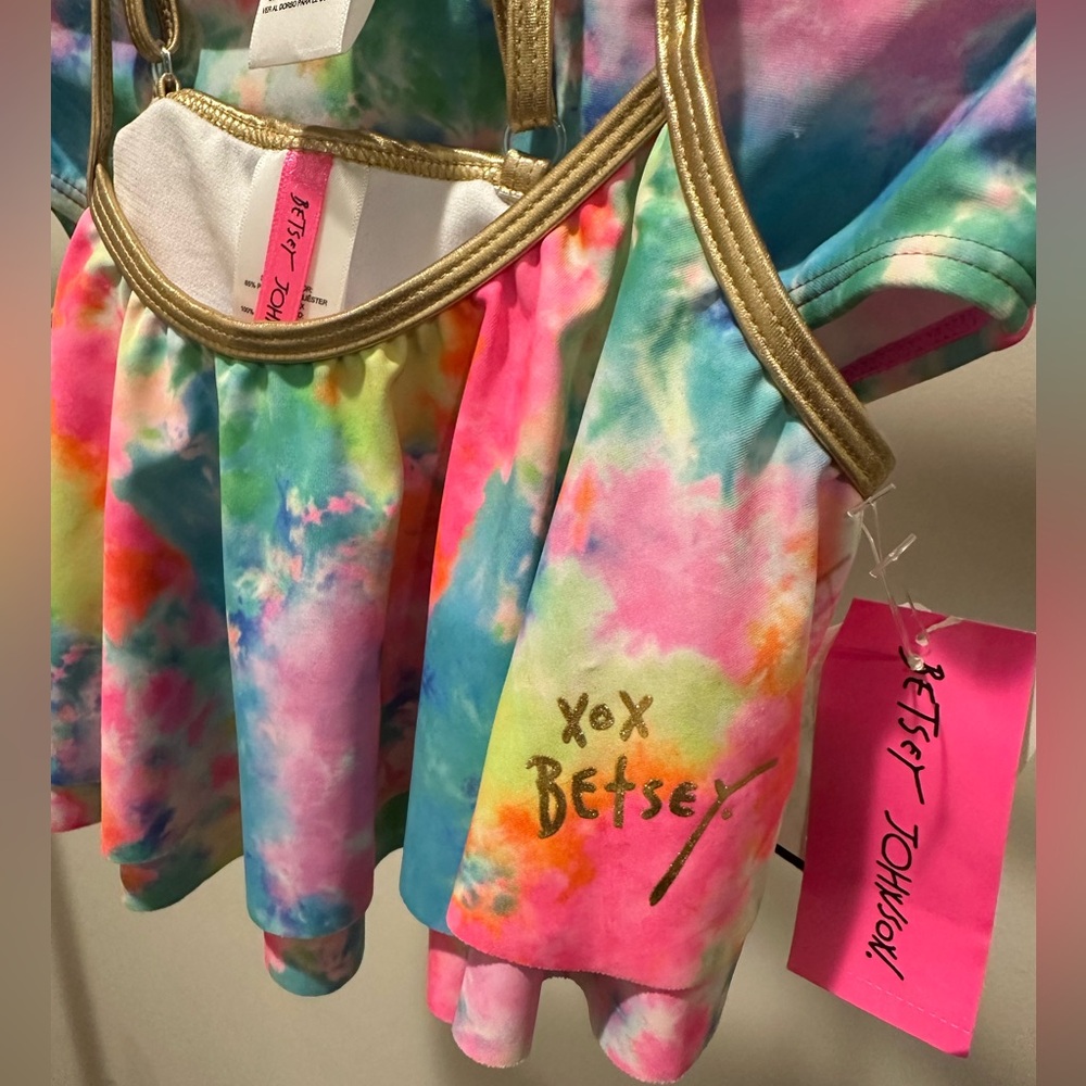Girls Large Size 12..Betsey Johnson Tie-Dye Dress with Gold Accents